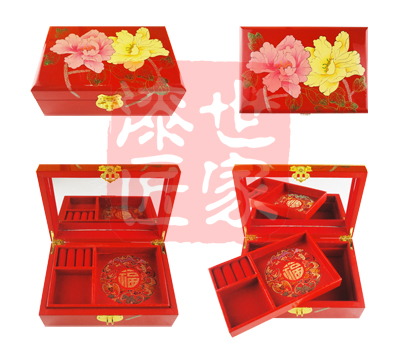漆器首饰盒-双叶牡丹花- 福州天之钧工艺品有限公司|漆匠世家